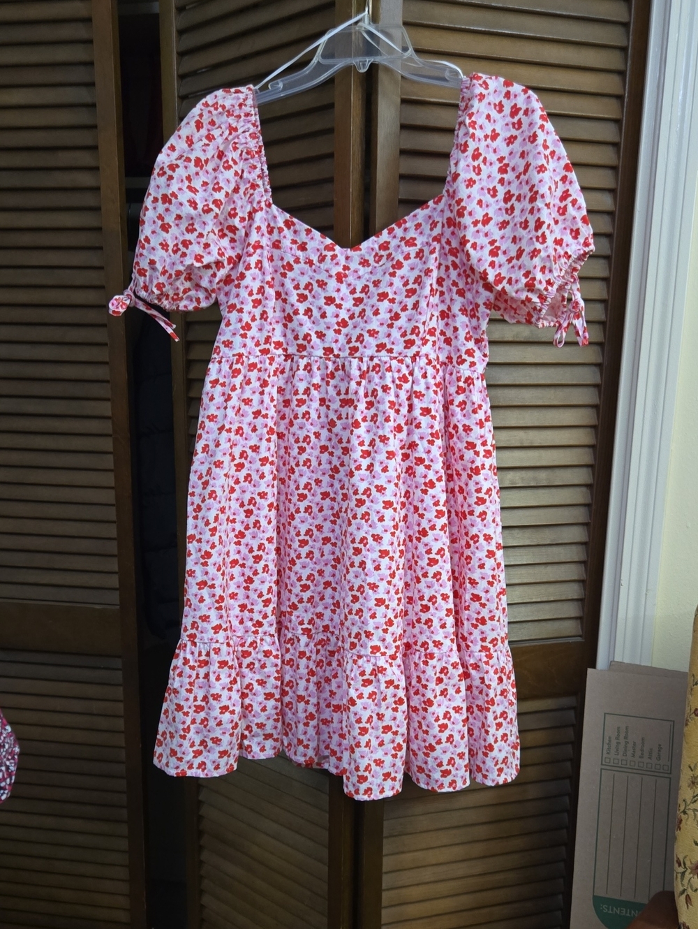 ENTRO Floral Puff-Sleeve Cool 100% Cotton Dress. NEW